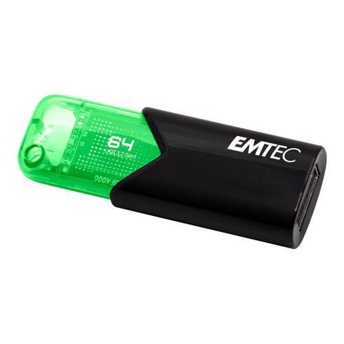 EMTEC B110 Click Easy 3.2 - Clé USB - 64 Go - USB 3.2 Gen 1 - noir, vert