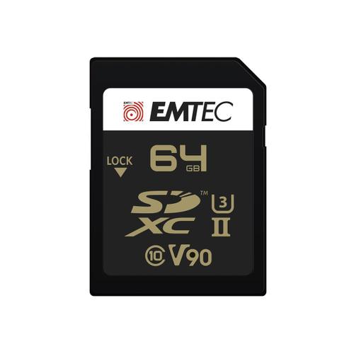 EMTEC V90 Ultra Pro - Carte mémoire flash - 64 Go - Video Class V90 / UHS-II U3 - SDXC UHS-II