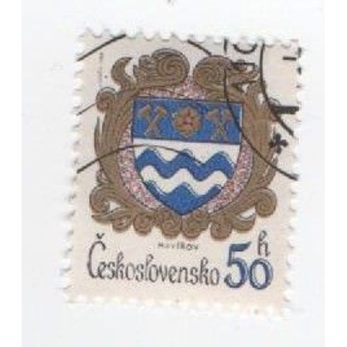 Timbre Tchécoslovaquie Armoiries Blason Ville Havirov 50 Oblitéré