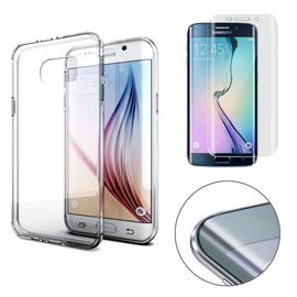 Film Verre Trempé Intégral Total Incurvé Samsung Galaxy S6 Edge Plus Transparent + 1 Coque Silicone 