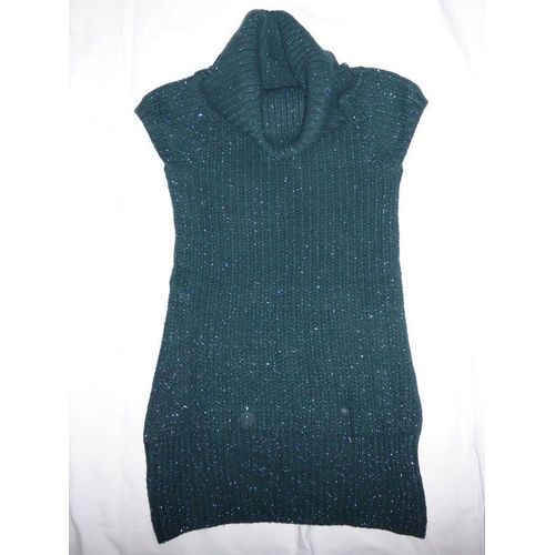 Pull Tunique Sans Manche Vert Foncé Lurex Bershka - Taille L
