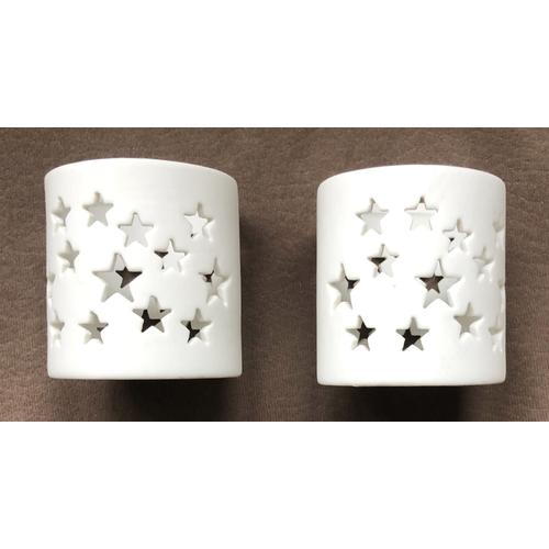 Lot de 2 photophores étoiles en céramique 7 cm Ø 6,5 cm