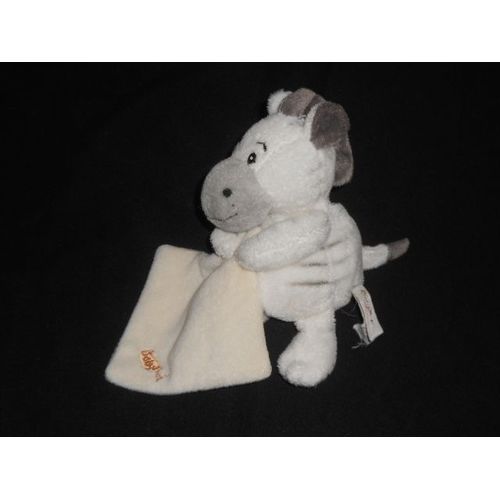 Doudou Peluche Zèbre Blanc Crème Et Gris Avec Son Mouchoir - Babynat 