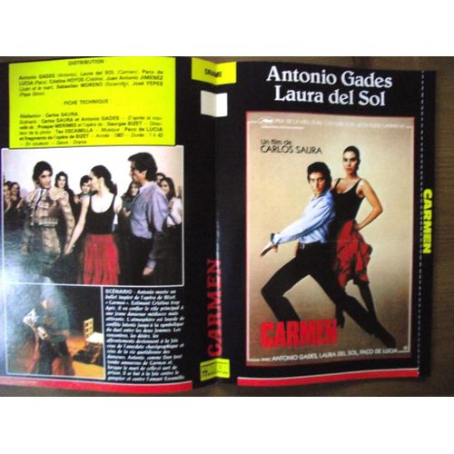  Jaquette Du Film.Carmen(1983).Réalisation.Carlos Saura Avec Antonio Gades Laura Del Sol Paco De Lucia Cristina Hoyos
