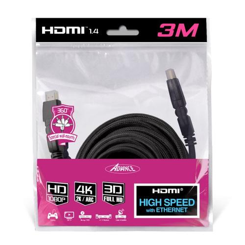 CâbleHDMI 1.4 ADVANCE avec Ethernet Tête orientable à 360° - 3 mètres