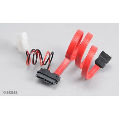 Akasa Câble adaptateur Mini-Sata avec connecteur d'alimentation Molex 4 broches pour lecteur blu-ray Slim