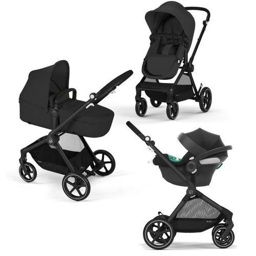 Cybex Pack Poussette Trio Eos Black Moon Black : Poussette Convertible 2en1 + Siège Auto Aton B2 I-Size + Hamac Convertible Nacelle