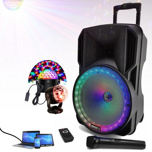 Enceinte USB Bluetooth Karaoke Enfant BOOST-12RGB-700 Sur Batterie Avec Micro sans fil - Jeu Lumière Astro Rotatif Cadeau Ado