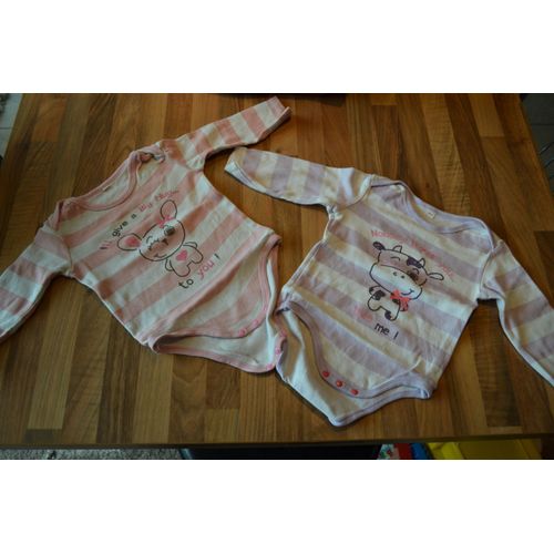 Lot De 2 Bodies Ml Fille 12 Mois