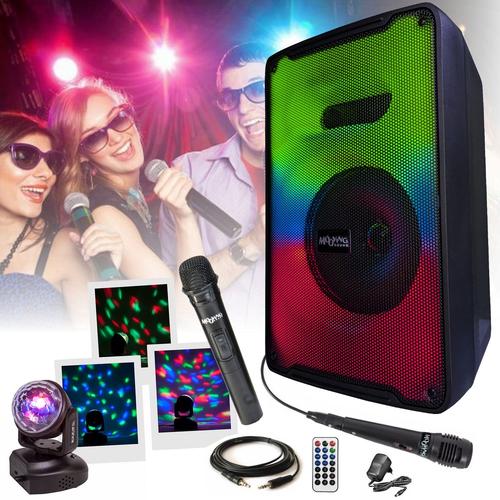 MOOVING LIGHT & SOUND - Enceinte Portable Enfant Karaoke Mobile sur Batterie KARA-MOOV500 Bluetooth USB - 2 Micros - 1 Jeu Astro