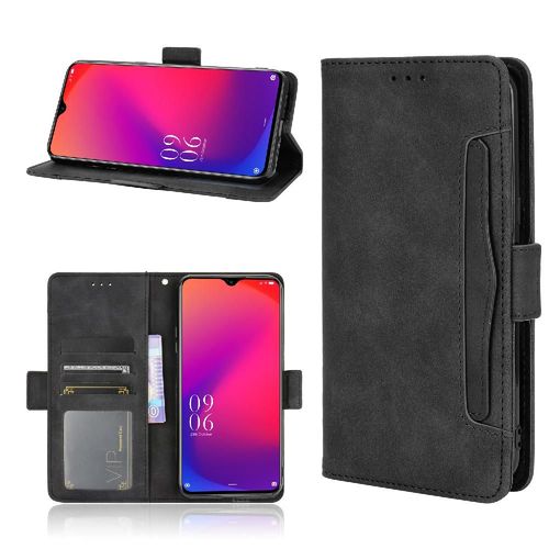 Étui Pour Doogee X95 Titulaire De La Carte Réglable Détachable Couverture Portefeuille En Cuir, Fermeture Magnétique - Noir