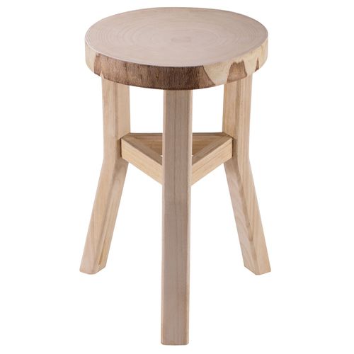 Tabouret En Bois Zahora Petit Tabouret Rond De Décoration, Coloris Naturel
