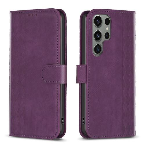 Étui Pour Samsung S23 Ultra Fente Multi-Carte Affaires Étui En Cuir Portefeuille Multi-Couleur - Violet