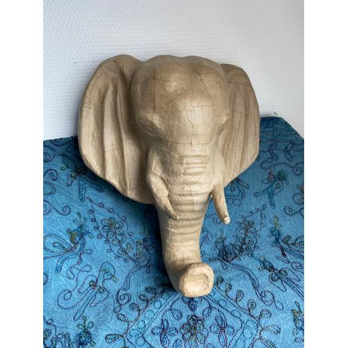 Tête éléphant papier mâché