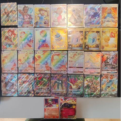 Lot 30 Cartes Pokémon Ultra Rare ( V/Vmax/Gx/Gold/Rainbow/Célébration)