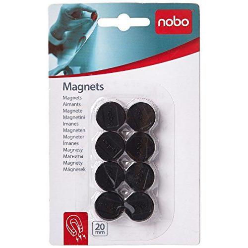 Nobo Aimants Noirs, 20mm, Lot De 8