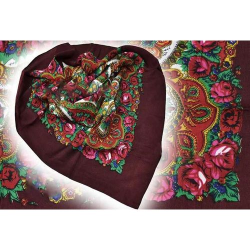 Foulard Russe Fleurs Châle De Russie Tissu Traditionel Folk Echarpe Étole Souvenir Cadeau 