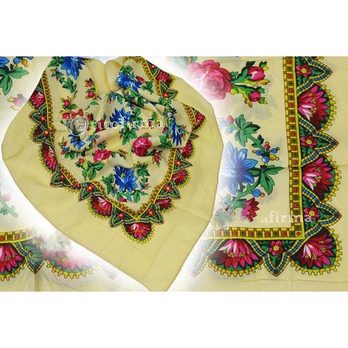 Foulard Russe Fleurs Châle De Russie Tissu Traditionnel Folk Echarpe Étole Souvenir Cadeau 