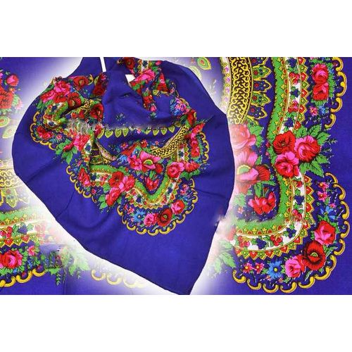Foulard Russe Fleurs Châle De Russie Tissu Traditionnel Folk Echarpe Étole Souvenir Cadeau  