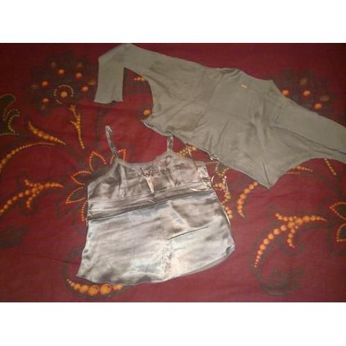 Ensemble Boléro Et Top Gris Satin - T38