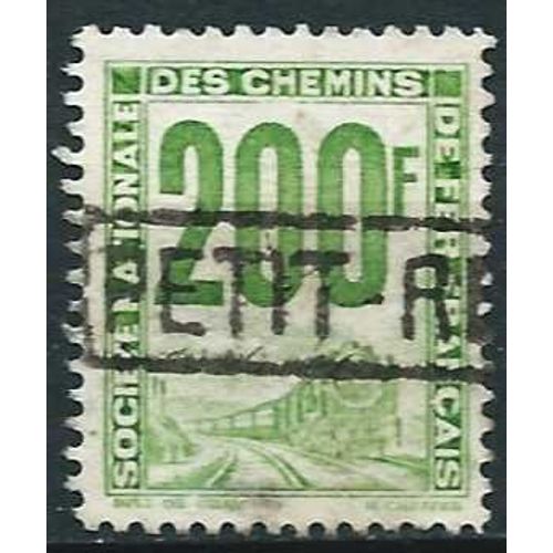 France 1944, Bel Exemplaire Timbre Pour Petits Colis, Locomotive À Vapeur, Yv. 24, 200f. Vert Jaune, Obli. Tbe
