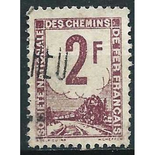 France 1944, Bel Exemplaire Timbre Pour Petits Colis, Locomotive À Vapeur, Yv. 2, 2f. Violet, Obli. Tbe