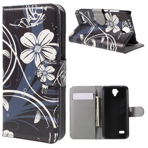 Etui Portefeuille Motif Fleurs Blanches Pour Huawei Y5 Rabat Latéral Articulé