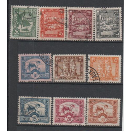 Indochine: Lot De 10 Timbres Oblitérés.