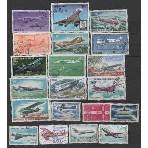 Thématique: Lot De 20 Timbres Représentant Des Avions. Différents Pays.