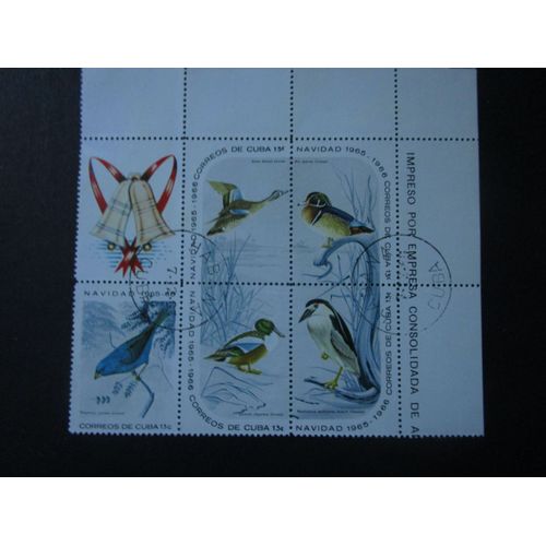 Timbres Oiseaux Oblitérés Cuba 1965 Lot De 5