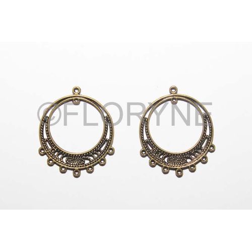 2 Intercalaires Connecteurs Chandelier En Métal Bronze 7 Rangs 29x34mm