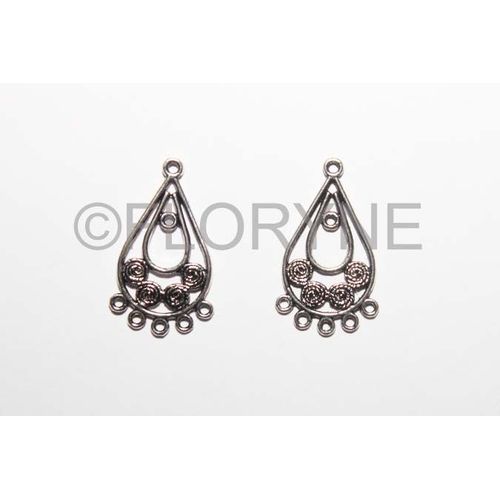 2 Intercalaires Connecteurs Chandelier En Métal Argenté 5 Rangs 20x34mm