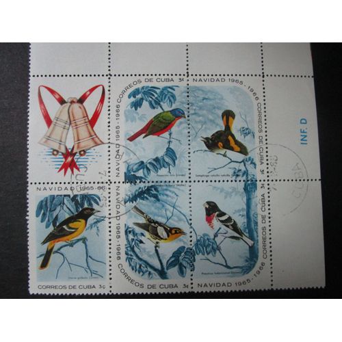 Timbres Oiseaux Oblitérés Cuba 1965 Lot De 5