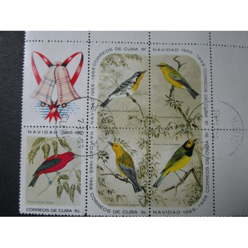 Timbres Oiseaux Oblitérés Cuba 1965 Lot De 5