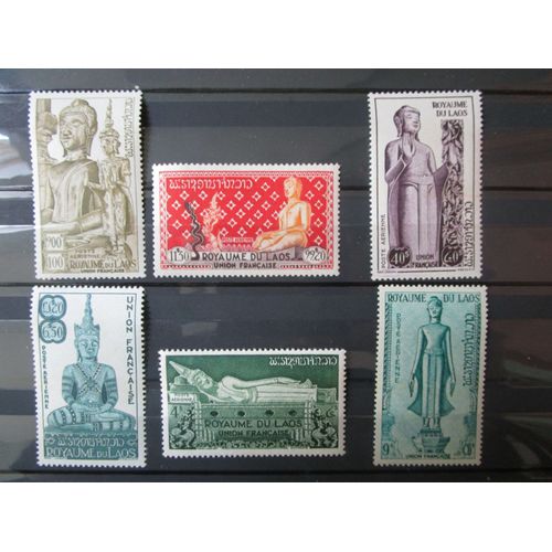 Timbres Laos Poste Aerienne 1953 Serie Complete Bouddha De 6 Timbres Neufs **