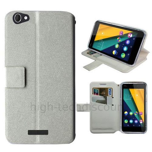 Housse Etui Coque Pochette Portefeuille Pour Wiko Pulp Fab 4g + Film Ecran - Blanc