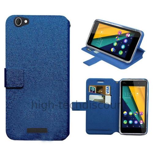 Housse Etui Coque Pochette Portefeuille Pour Wiko Pulp Fab 4g + Film Ecran - Bleu