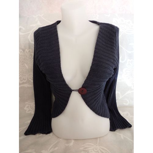 Gilet Boléro Taille 2 Bleu Jean À Manches Longues Jacqueline Riu