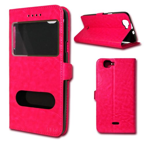 Etui Housse Coque Folio Rose Pour Huawei Mate 7  By Ph26®