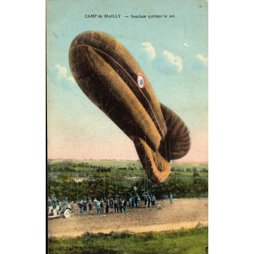 Cpa Militaria - Ww1 - Saucisse Quittant Le Sol Au Camp De Mailly
