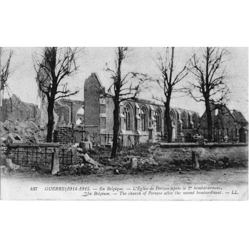 Cpa - Ww1 - L'église De Pervyse En Belgique Après Le 2ème Bombardement