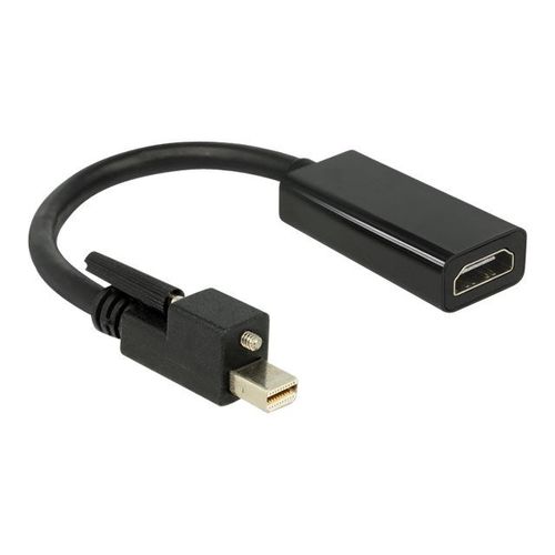 Delock Adapter mini Displayport 1.2 male with screw > HDMI female 4K Active black - Convertisseur vidéo - Parade PS171 - DisplayPort - HDMI - noir