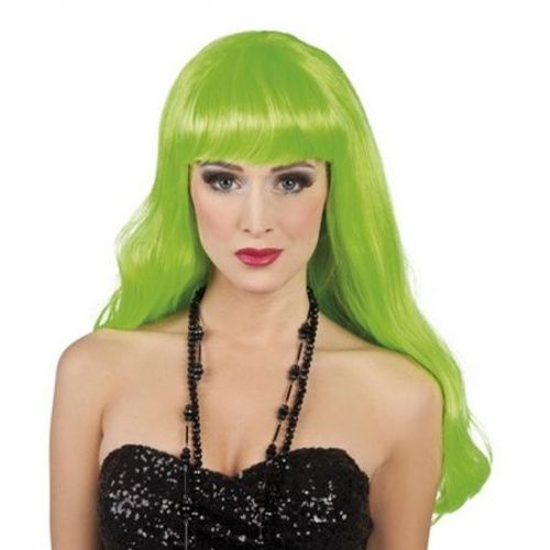 Perruque Longue Verte Fluo Femme,