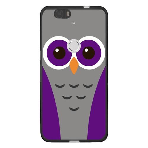 Coque Souple Pour Google Nexus 6p Avec Impression Motifs Chouette Mauve Et Grise