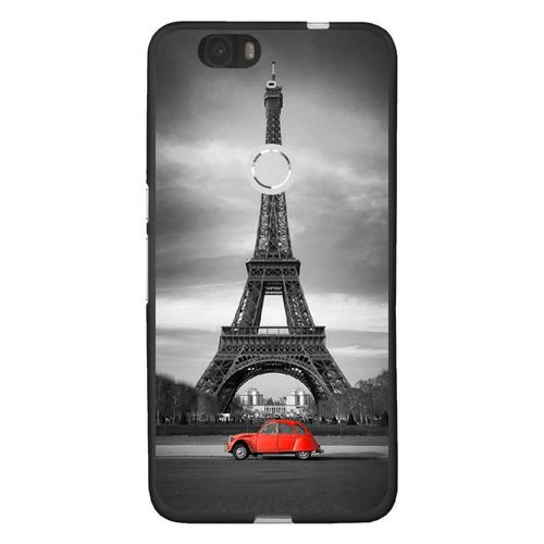 Coque Souple Pour Google Nexus 6p Avec Impression Motifs Paris Et 2cv Rouge