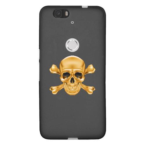 Coque Souple Pour Google Nexus 6p Avec Impression Motifs Tête De Mort Aspect Or