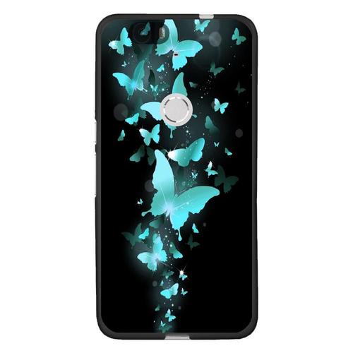 Coque Souple Pour Google Nexus 6p Avec Impression Motifs Papillons Bleus