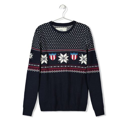 Pull Bizzbee Col Rond Jacquard Esprit Ski Laine Taille M Neuf