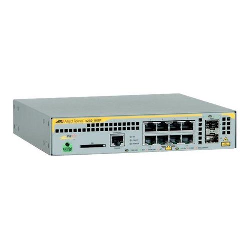 Allied Telesis AT x230-10GP - Commutateur - C2+ - Géré - 8 x 10/100/1000 (PoE+) + 2 x SFP - de bureau, Montable sur rack, fixation murale - PoE+ (120 W)