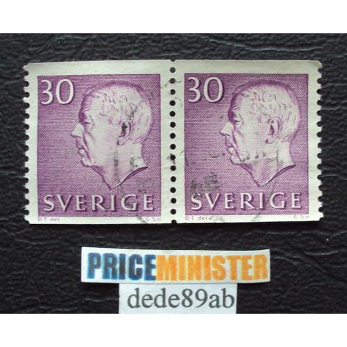 Suède..  Sverige..  2 Timbres : 30 Öres Le Roi Adolf Gustav V I  . Oblitéré Used Stamp .